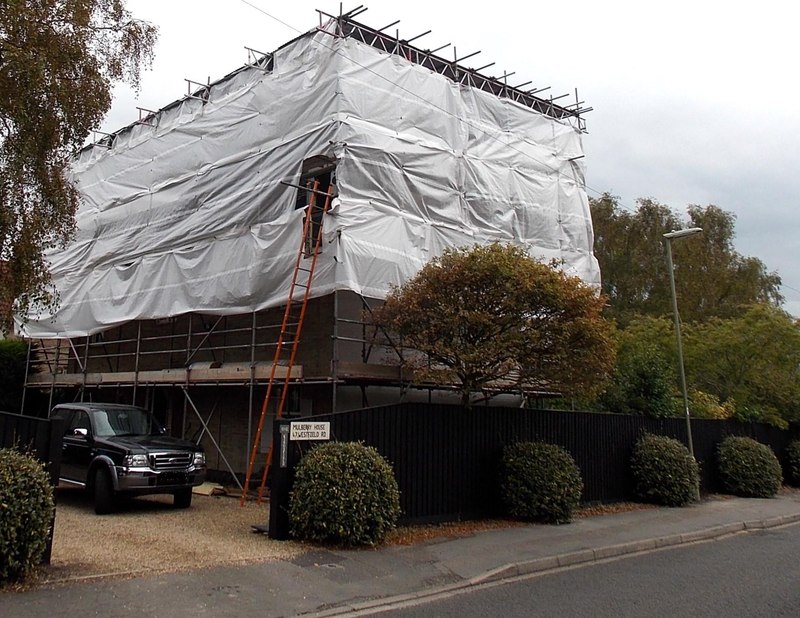 Roofline work in progress with site protection.
