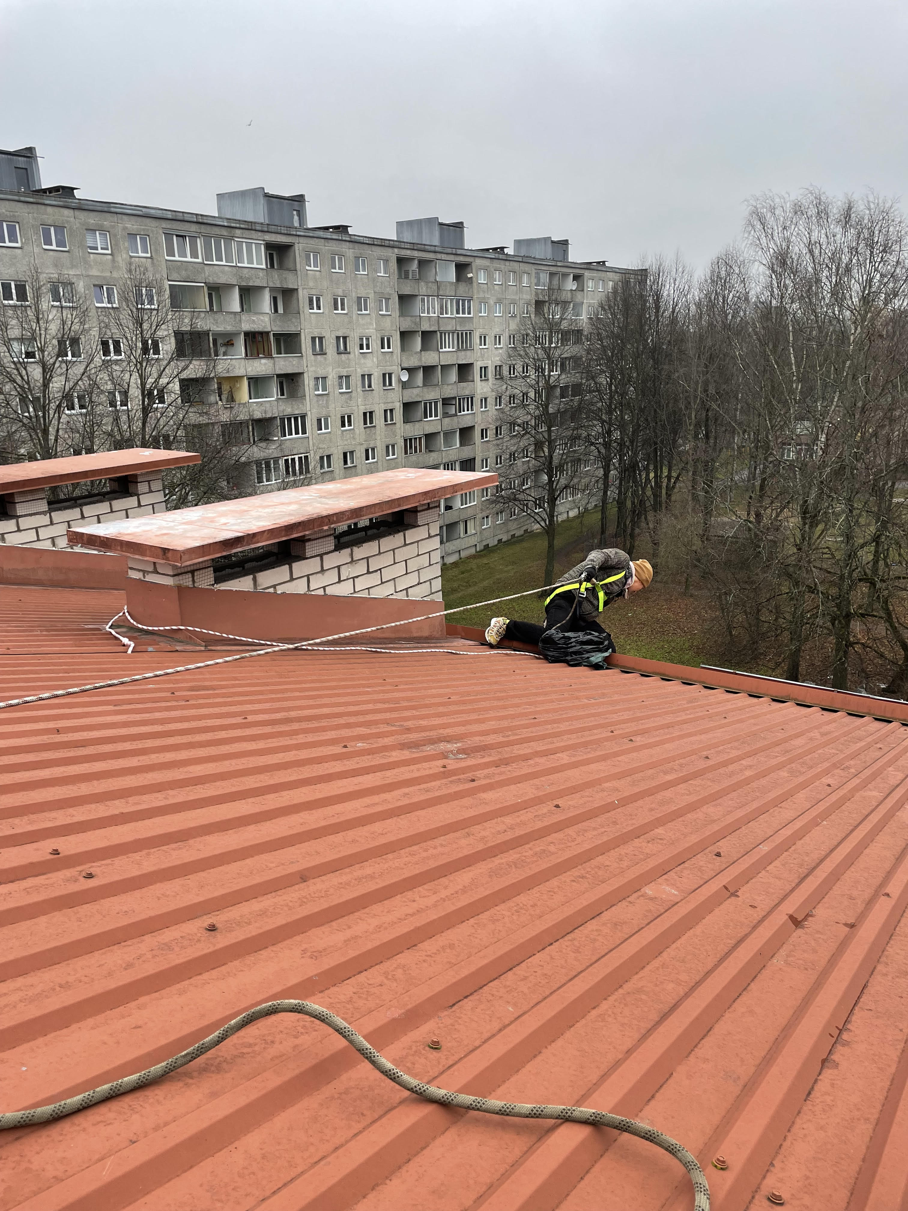 Roofline inspection on a house exterior